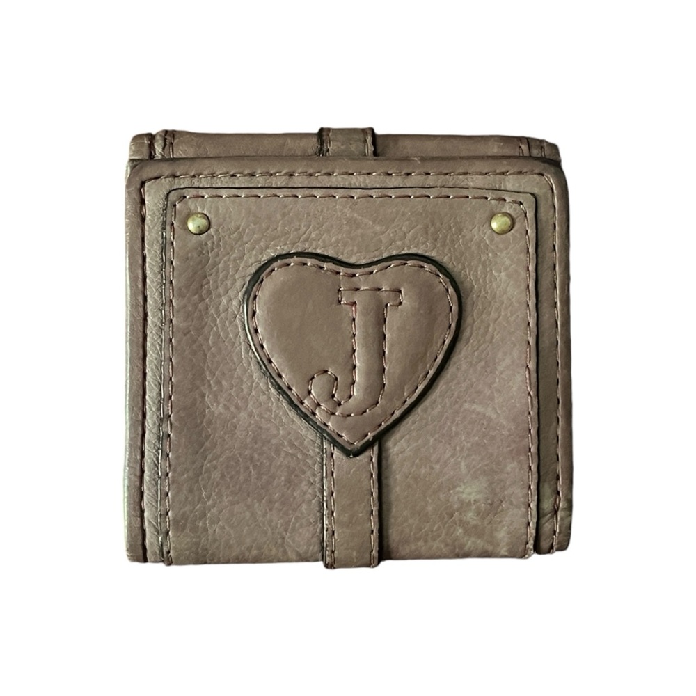 Vintage Y2K Juicy Couture Square Brown Genuine Leather Wallet Clutch Gold